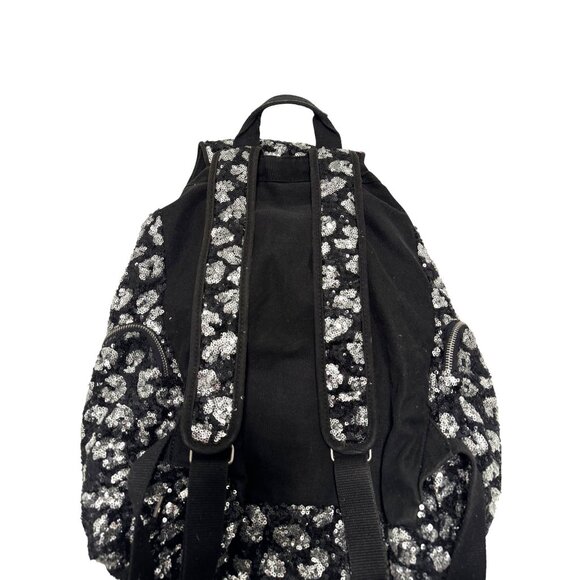 Victoria's Secret PINK Leopard Cheetah Backpack Bag Bling Black Silver - Picture 8 of 11
